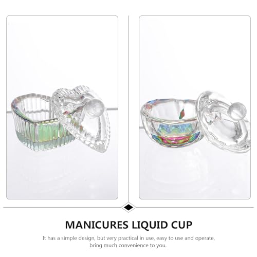 2 vasos de cristal para uñas con tapa para manicura miniatura 7