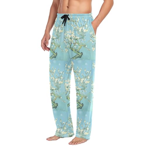Van Gogh Flower Branch Men's Pajama Pants Lightweight Sleepwear Bottom Lounge Pants4