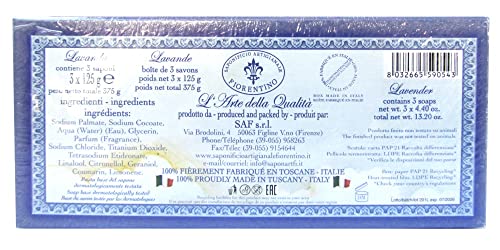 Saponificio Artigianale Fiorentino Sculpted Italian Soap 3 X 4.4 Oz Bars (Lavender) #TOP2