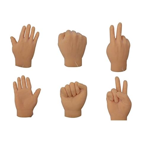 TheGag Finger-Hands Rock Paper Scissors Game Set of 6 Hands 2 of Each Tiny-Finger-Hand Realistic Feeling Soft Finger Puppets-Mini-Gag-Gift Stocking-Stuffer Really-Weird-Stuff Cover