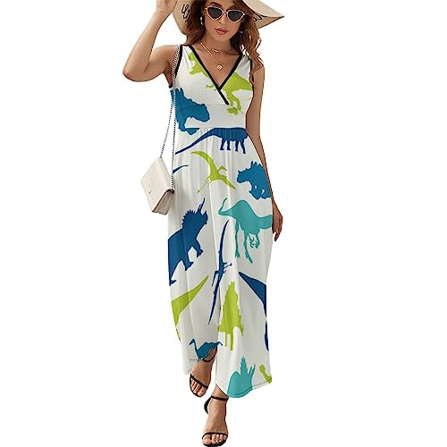 Robe à volants col en V motif dinosaure XL fluide et légère