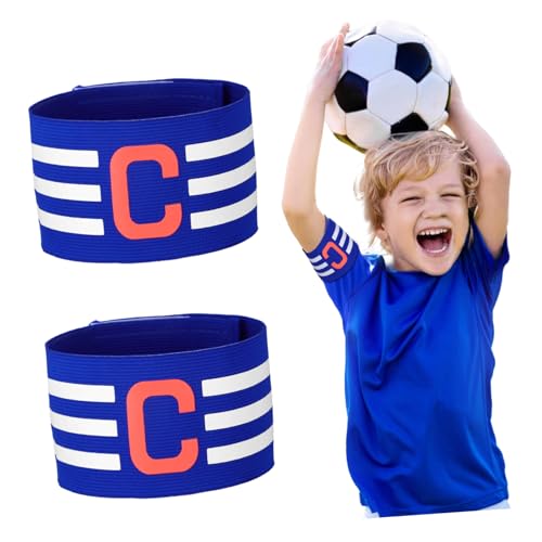 Kisangel 2 Piezas Brazaletes Capitán de Fútbol Elásticos Pzs Cinta Capitán de Poliéster Transpirable para Líderes de Equipo Brazalete Resistente y Cómodo