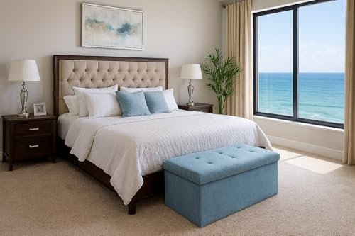 GX GARGIX Puff Pouf Contenitore Rettangolare velluto Panca Baule 76X38cm Trapuntato (dLLEV-1)