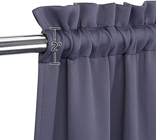 LinTimes Blackout Short Curtains 24 Inches Long for Bathroom Set 2 Panels Rod Pocket Cafe Tier Curtains Light Blocking Blackout Room Darkening Camper Curtains for Small Windows Kitchen Dark Grey