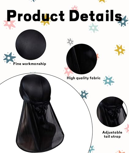 Image of Durag,Stylish Pirate Bandana,Black Pirate Scarf,Pirate Head Scarf for Women,Comfortable Pirate Accessories, 100 * 24 cm