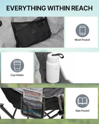 HOPERAN Silla Plegable Oversized para Camping para Adultos, Capacidad 500 lbs miniatura 6