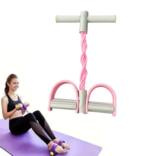 21 Fitness Resistance Bands - 6-Tube Pedal Design for Full-Body Strength Training | Ideal for Home & On-The-Go Workouts (Gray-Pink)