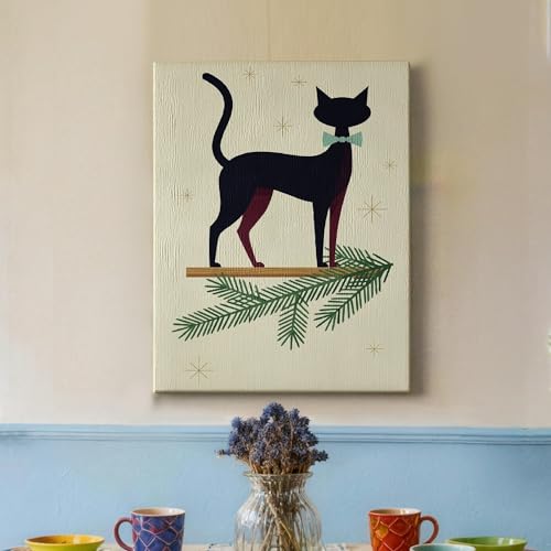Toile chat étoiles d'hiver tableau noir design 30x40cm - 4