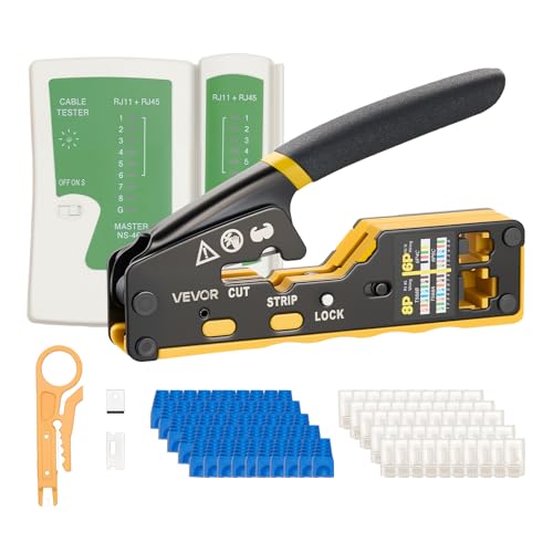VEVOR Crimping Tool, RJ45/RJ11/RJ12 Ethernet Crimper, Crimp Tool Kit for