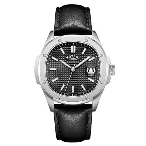 Imagen de Rotary Apex 100 Reloj para hombre con esfera negra y correa de piel negra