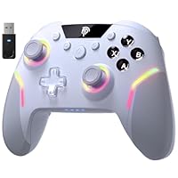 EasySMX X20 Wireless Controller PC mit RGB, Bluetooth Controller mit 2 in 1 Trigger & abnehmbare Hall Joystick & Mechanische Tasten, 6 Achsen Gyro, Kompatibel mit PC/Switch/Handy-Weiß