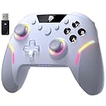 EasySMX X20 Wireless Controller PC mit RGB, Bluetooth Controller mit 2 in 1 Trigger & abnehmbare Hall Joystick & Mechanische Tasten, 6 Achsen Gyro, Kompatibel mit PC/Switch/Handy-Weiß