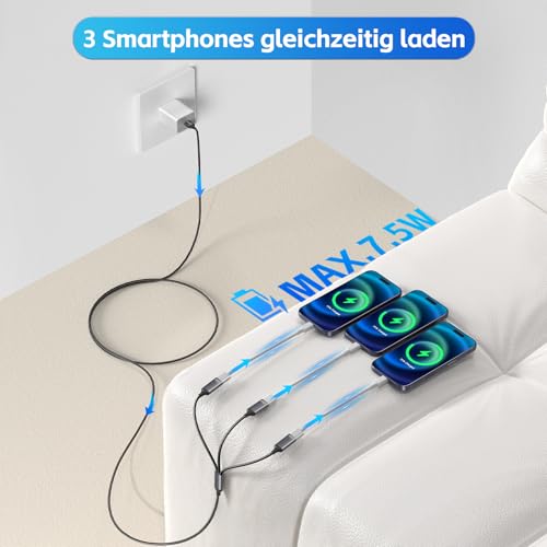 KiWiBiRD USB Verteiler USB Splitter 1 zu 3, USBA Splitter Verlängerungs Kabel 2M Erweiterung für Stromversorgung Datenübertragung, Kompatibel mit PC Laptop AutoDarts Kamera Mac PS5 Tastaturen Mäusen