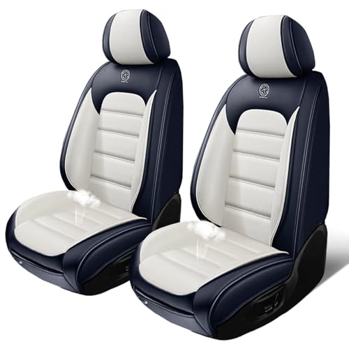 Image of Seat Covers for Subaru Outback 2006-2024,2PCS Nappa Leather Car Seat Covers,Waterproof Seat Protectors Auto Seat Covers,Breathable Nonslip Interior Cover Seats for Cars(Blue and White)