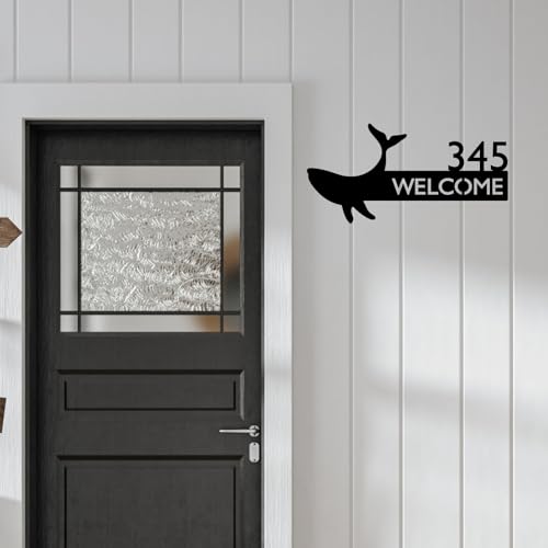Jeclist Personalized 10" Welcome to Our Home House Adress Number Metal Sign, Custom Dolphin Address Numbers Wall Art Decor, Unique Handmade Gift for New Home Housewarming Gift, Made in USA