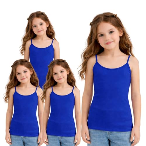 Débardeur fille marine lot de 4 caracos légers à bretelles pour enfants 5-13 ans
