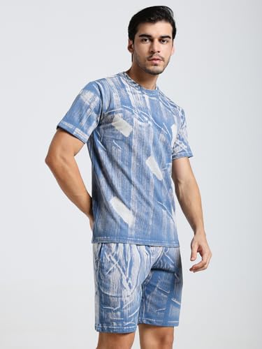 Image of Vogaan Men's Cotton Short Sleeve Tracksuit Summer T Shirt & Shorts Set with 2 Pockets || Casual Co-ord Sets