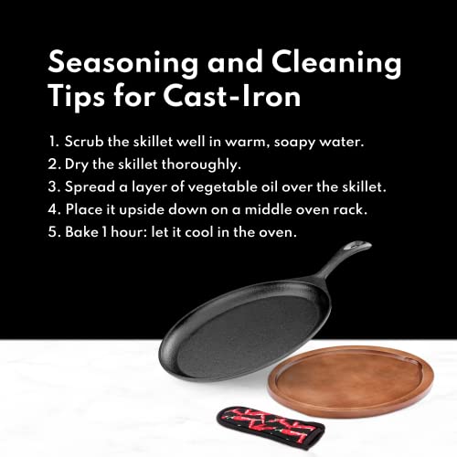 New Star Foodservice 1028614 Commerical Grade Cast Iron Fajita Set, Sizzling Skillet, Japanese Steak Plate thumb #8