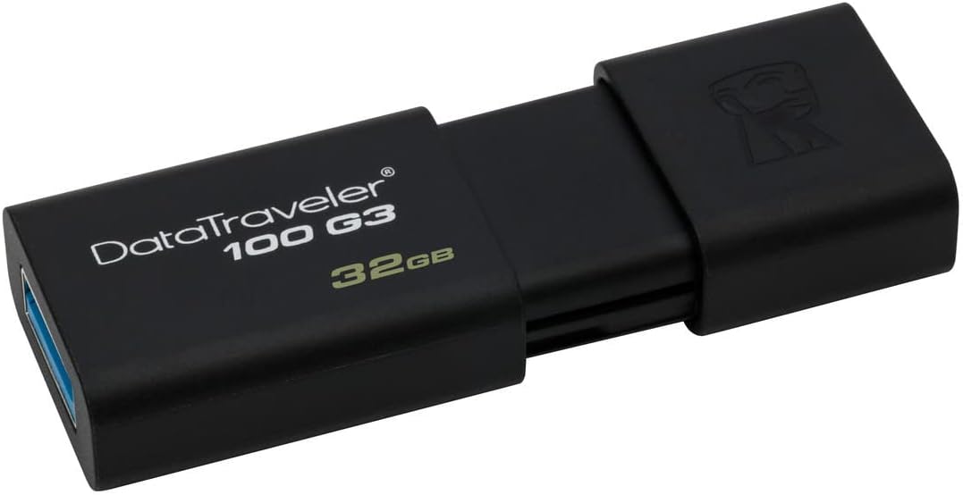 Kingston DT100G3/32GB DataTraveler 100 G3 USB 3.0 Flash Drive, 32 GB, Black