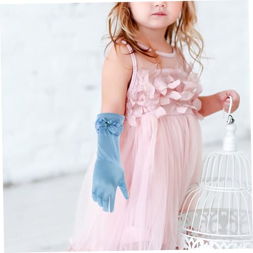 VANZACK 1 Pair Girl Bowknot Satin Gloves for Elegant Dress Up Accessories for Halloween Party Cosplay Comfortable Long Fingered Design for Little Princesses3