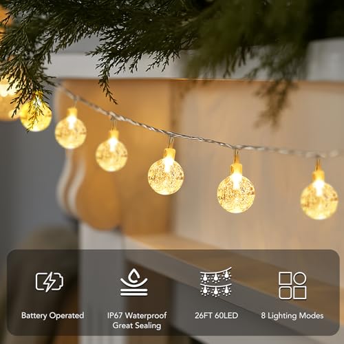 Metaku Globe String Lights Battery Operated Fairy Light 26ft 60LED & Remote by Metaku - Used condition - Image 3