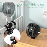 momcozy Portable Pram Fan, 8000mAh, 27H Ultra-long Battery Life, Stroller Fan Detachable 4 Speed 360° Rotate, LED Night Light, USB Rechargeable Handheld Cooling Fan,Travel,Crib,Car Seat (Black) - 6