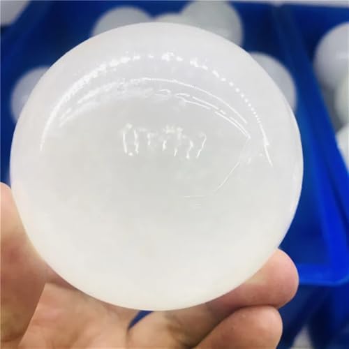 AtkitS Natürliche Calcit-Mineralkristallkugel, Heimdekorationskugel + Holzrahmen Wohnkultur(4cm)