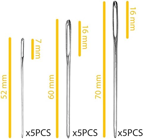 Large Eye Blunt Needles,15Pcs Yarn Knitting Hand Needles Sewing Big Eye Darning Needles 3 Sizes