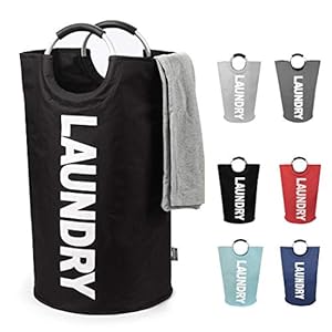 DOKEHOM 95L Paniers à linge (7 Couleurs), Pliable Sac à linge, Pliage Grande Capacité Corbeilles à linge (Noir, L)