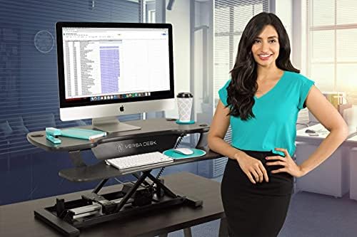 VERSADESK Electric Standing Desk Converter, 48 Inch PowerPro Height-Adjustable Sit Stand Desktop Riser, Keyboard Tray, USB Charging Port, 48" W X 24" D, Black - Thumbnail 3