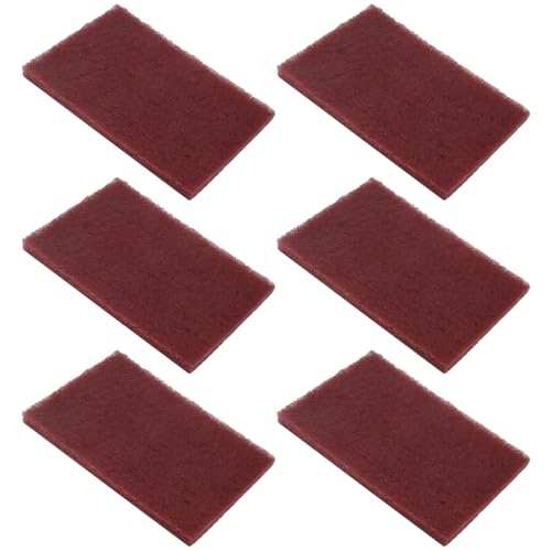 BokWin 6Pcs 3M Scotch Brite 7447 Very Fine Grade General Purpose Sanding Hand Pads 200 x 125mm/8 x 5 Red