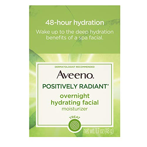 Aveeno Positively Radiant Overnight Hydrating Facial Moisturizer with Soy Extract and Hyaluronic Acid, Oil-Free and Non-Comedogenic, 1.7 oz - Thumbnail 2