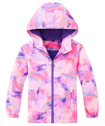 SEAUR Boys Windbreaker Jacket Fashion Hoodies Outwear Coat For Girls Waterproof Printed Zipper Raincoat For Kids Ages 3-10