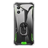 UOGNADGD Flexible Case + Ring Holder Compatible with Blackview BV8900 Phone Shockproof Cover & Magnetic Mecha Style Finger Grip Kickstand (Clear+BlackRing)