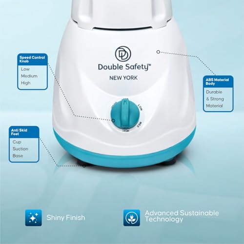 Image of New York 750W Juicer Mixer Grinder With 1000W Phuket Dry Iron Combo | 3 Jar | Perfect for Juicing, Mixing, Blending | Stainless Steel Blades | Bule & White | 2 Years Warranty