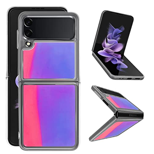Qsevnsq For Samsung Galaxy Z Flip 4 Glitter Case,Shockproof Z Flip 4 5G Phone Case Glow In Darkness Bling Liquid Sparkle Quicksand Clear Women Girls Protective Cover(Fluorescence Red) #TOP17