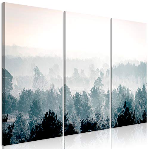 murando Cuadro Acústico Bosque Niebla 135x90 cm espuma acústica absorbe el sonido aislamiento lienzo de 3 piezas Decoración de Pared Paisaje Montanas c-B-0368-b-e