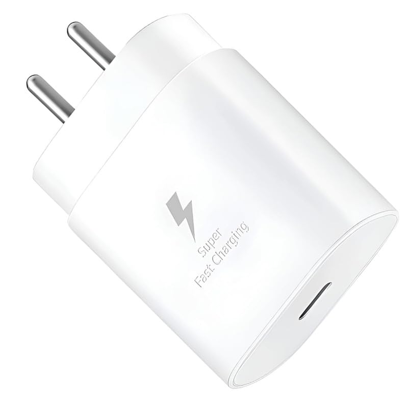 Image of 25W Type C Charger Adapter Compatible with Samsung M35 5G Mobile, Support Other Device Galaxy F35 /A35 /M15 /F15 /A15 /F34 /M34 /M14 /A14 /F14 /S21 Fe /S23 fe /S23 /S24, 25 Watt Super Fast Charging Speed, White