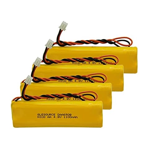 GLESOURCE 4.8V 1100mAh Emergency Lighting Battery Replaces with LITHONIA D-AA650Bx4 Unitech Dual-Lite 0120859 Ni-CD AA 650mAh 4.8V EJW-NI-CAD 800mah BYD D-AA650B-4 Exit Sign Emergency Light(4 Pack) Cover