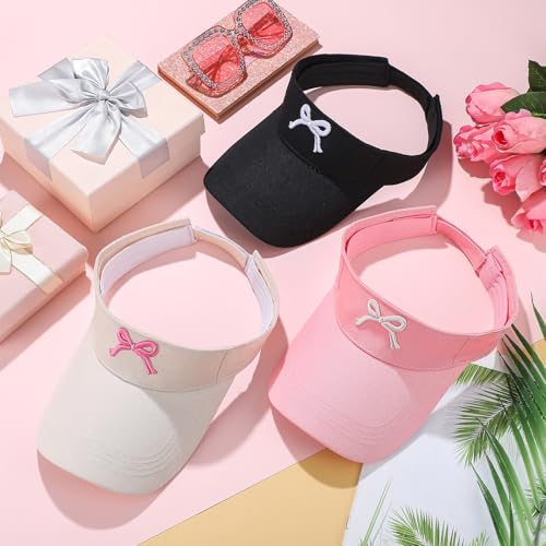 3 Pack Sombreros Visera de Sol con Lazo para Mujer miniatura 4