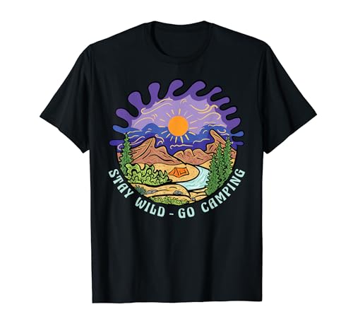 Vintage Retro Style Outdoor at Mountain Go Camping Stay Wild T-Shirt
