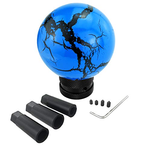 Arenbel Car Racing Round Gear Shifter Grip Speed Handle Marble Ball Shape Stick Lever Shift Head Knob Fit Regular Auto Manual Transmissions, Blue