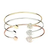 Kitchen-dream 3 Stück Armreifen, Verstellbare Manschette Armband, Damen Armreifen klassischer Stil Offenen Draht Armreif stapelbar Wrap Armband Set für Frauen Mädchen