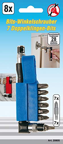 Kraftmann 20805 hoekschroevendraaier met 7 dubbele bladenbits aandrijving buitenzeskant 6,3 mm (1/4 inch) 8-delig