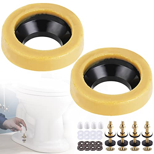 Menty Toilet Wax Ring Set 30Mm Of 2 With Brass Bolts And Other Accessories The Wax Rings Fit 3" Or 4" Drain Lines And Are Perfect For Sealing Gas Odors And Leaks. #TOP21