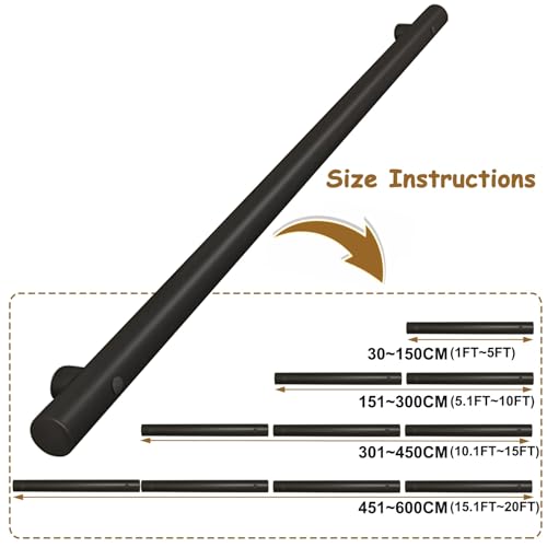 Main courante 30cm en acier inoxydable noir mat pour escalier sécurisé