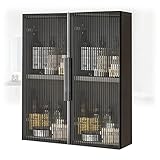 Elegante botiquín de madera dorado con puertas de cristal – Ahorro de espacio para baño, lavandería, sala de estar y entrada (35 x 14 x 60 cm) – Diseño moderno, duradero y funcional