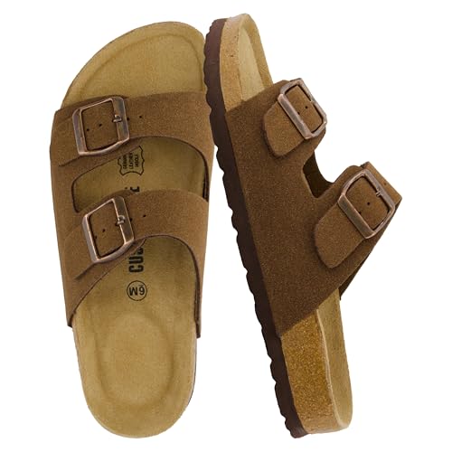 CUSHIONAIRE Lane Cork Slide Women's Sandals, Comfortable Sandals for Women, Brown Vegan Suede 6.5 by CUSHIONAIRE - Used condition - US$33.24