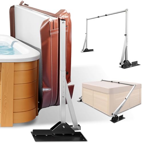 Hot Tub Cover Lift Stainless Steel Spa Cover Lifter for hot tub Height 33-43 (w/ cover) Long Side 65-101 Adjustable Hot Tub Cover Holder Fits Rectangular Hot Tubs