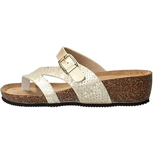 Valleverde G5306B platina dames flip-flops van kunstleer in python-look, voetbed van leer